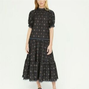 Rhode Aderyn Dress in Needlepoint Bouquet Black